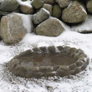 natural rock heated bird bath